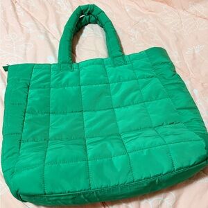 GAP Green Quilted Puffer Tote Bag